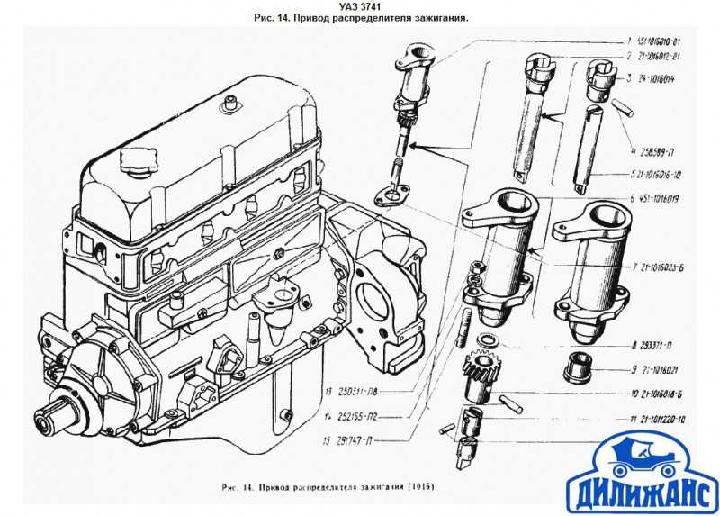 Двигатель 417 уаз установка привода трамблера
