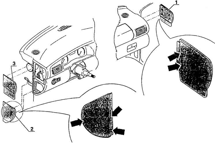 Skoda octavia детали, устанавливаемые после вставления комплекта поперечной стенки в сборе и центральной трубки в кузов