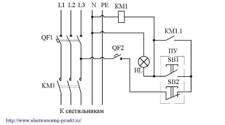 Схема нереверсивного магнитного пускателя - всё о электрике