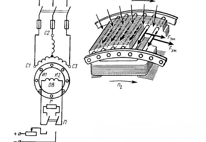 Схема нереверсивного пуска асинхронного двигателя