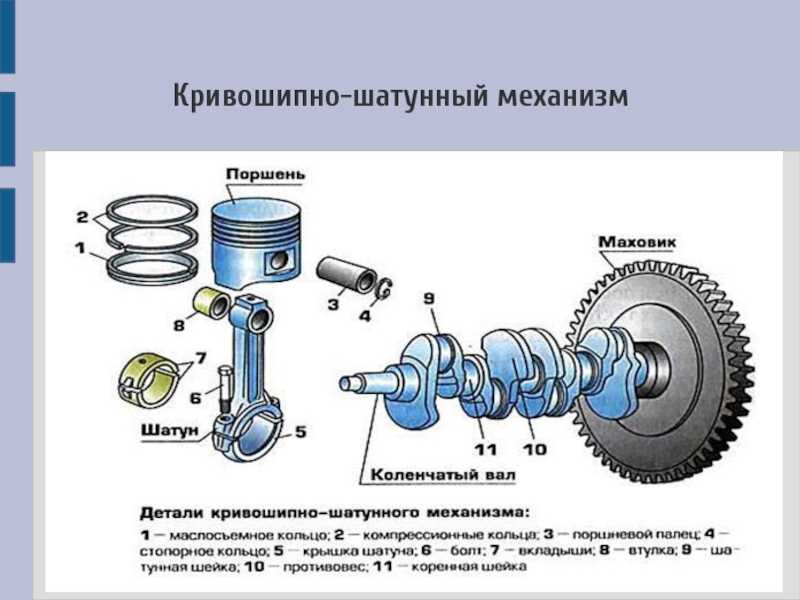 Общее устройство кривошипно-шатунного механизма (кшм)