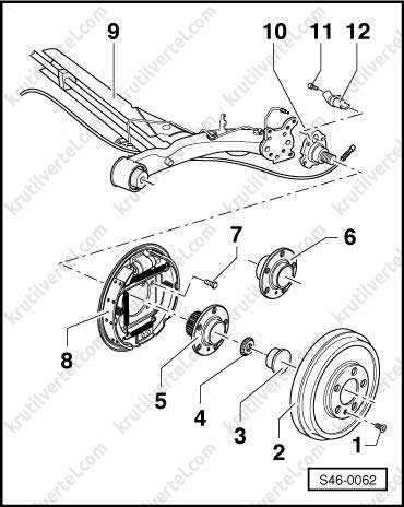 Снятие, проверка состояния и установка барабанов тормозных механизмов задних колес